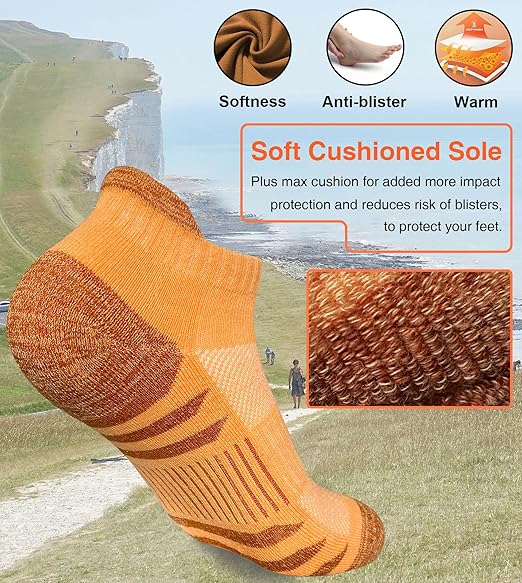 Womens Ankle Anti-blister Thick Cushioned Wicking Odor Resist Athletic Running Socks 5 Pairs